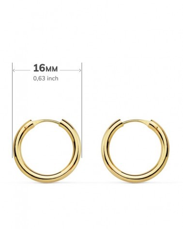 Aros oro 18k amarillo lisos 16mm