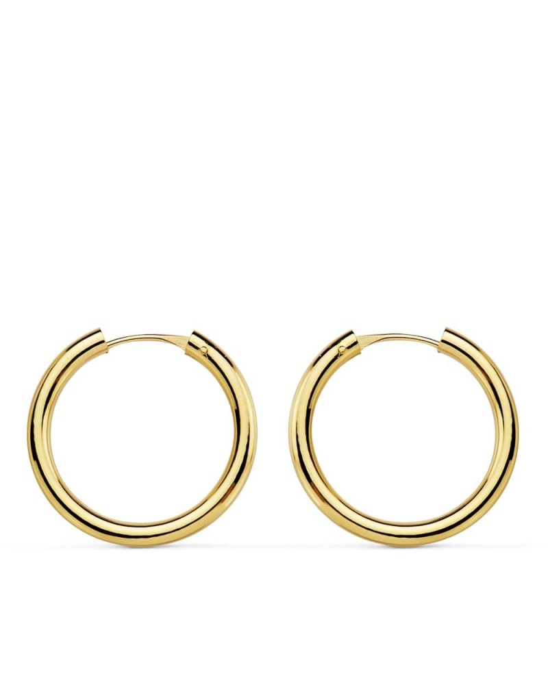 Pendientes aros oro 18k amarillo 18mm niña comunión