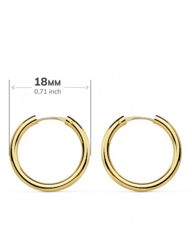 Pendientes aros oro 18k amarillo 18mm niña comunión