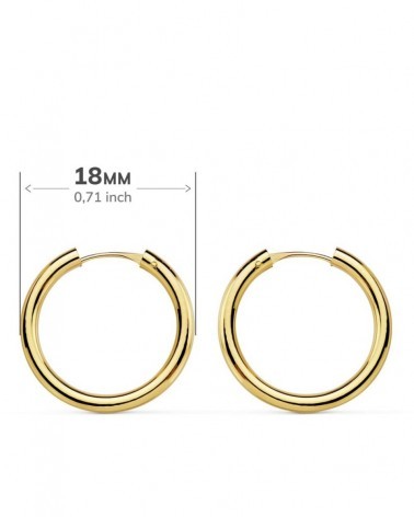 Pendientes aros oro 18k amarillo 18mm niña comunión