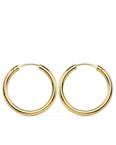 Aros oro 18k amarillo lisos 20mm cierre a presión