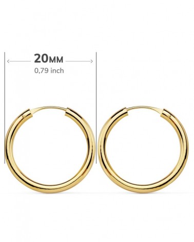 Aros oro 18k amarillo lisos 20mm cierre a presión