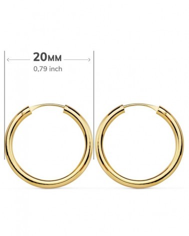 Aros oro 18k amarillo lisos 20mm cierre a presión