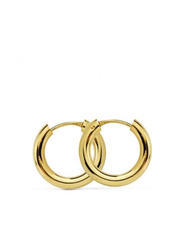 Pendientes aros oro 18k amarillo lisos 14mm