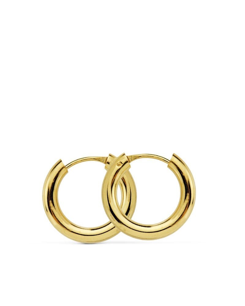 Pendientes aros oro 18k amarillo lisos 14mm