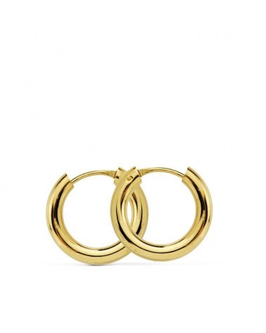 Pendientes aros oro 18k amarillo lisos 14mm