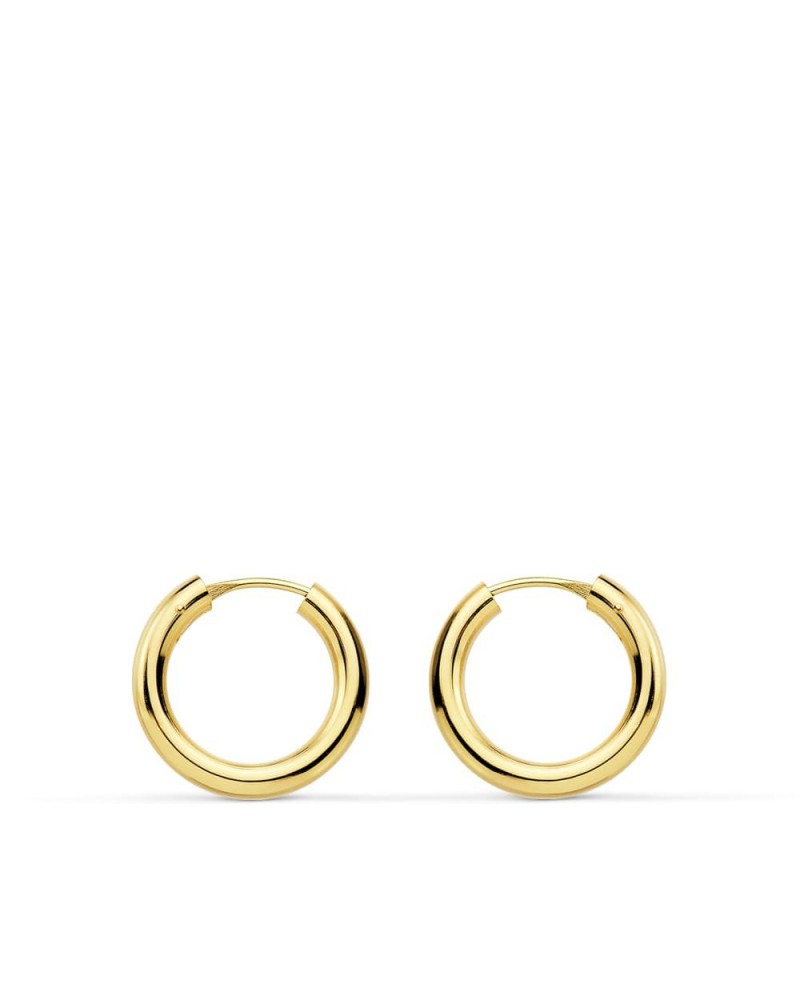 Aros oro 18k amarillo lisos 16mm