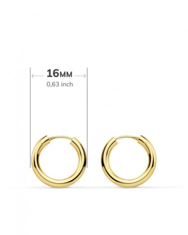 Aros oro 18k amarillo lisos 16mm