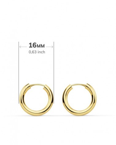 Aros oro 18k amarillo lisos 16mm