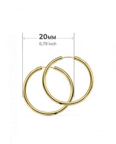 Aros oro 18k amarillo lisos 20mm