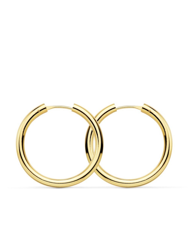Aros oro 18k amarillo redondos lisos 24 mm