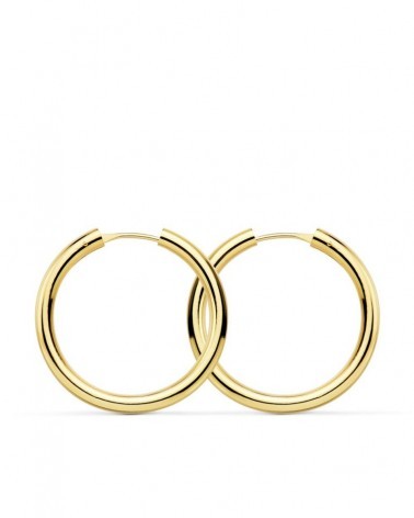 Aros oro 18k amarillo redondos lisos 24 mm