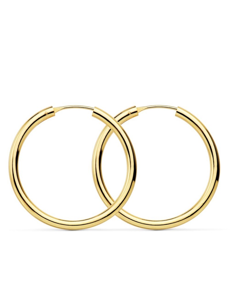 Aros oro 18k amarillo redondos lisos 30mm