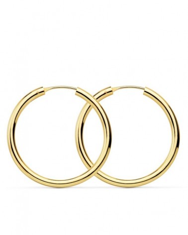 Aros oro 18k amarillo redondos lisos 30mm