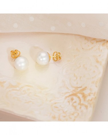 Pendientes oro 18k perlas australianas 12mm cierre presión