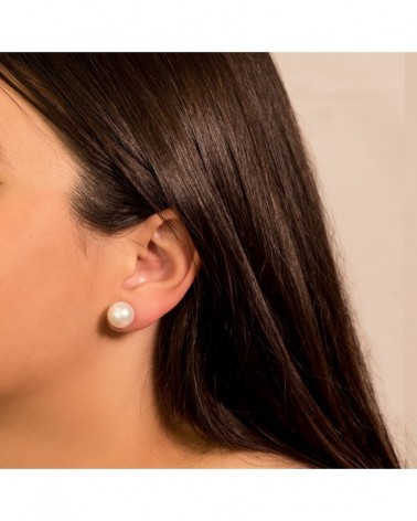 Pendientes oro 18k perlas australianas 12mm cierre presión
