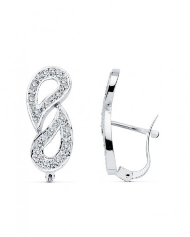 Pendientes oro blanco 18k símbolo infinito circonita catalán