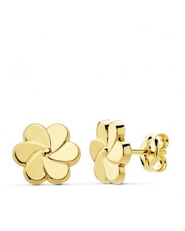 Pendientes oro 18k amarillo flor pétalos 8x8 mm