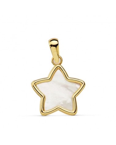 Colgante oro 18k estrella nácar 12x12 mm
