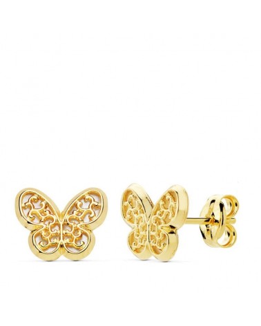 Pendientes oro 18k mariposa nácar 9x8 mm