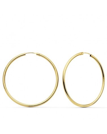 Pendientes aros oro 18k amarillo lisos 43 mm