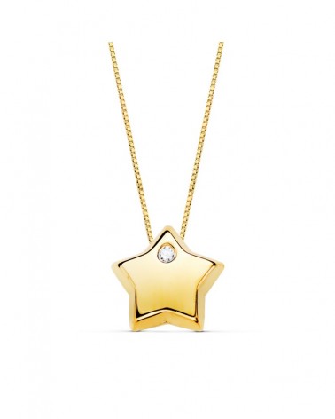 Collar oro 18k estrella circonita 42cm