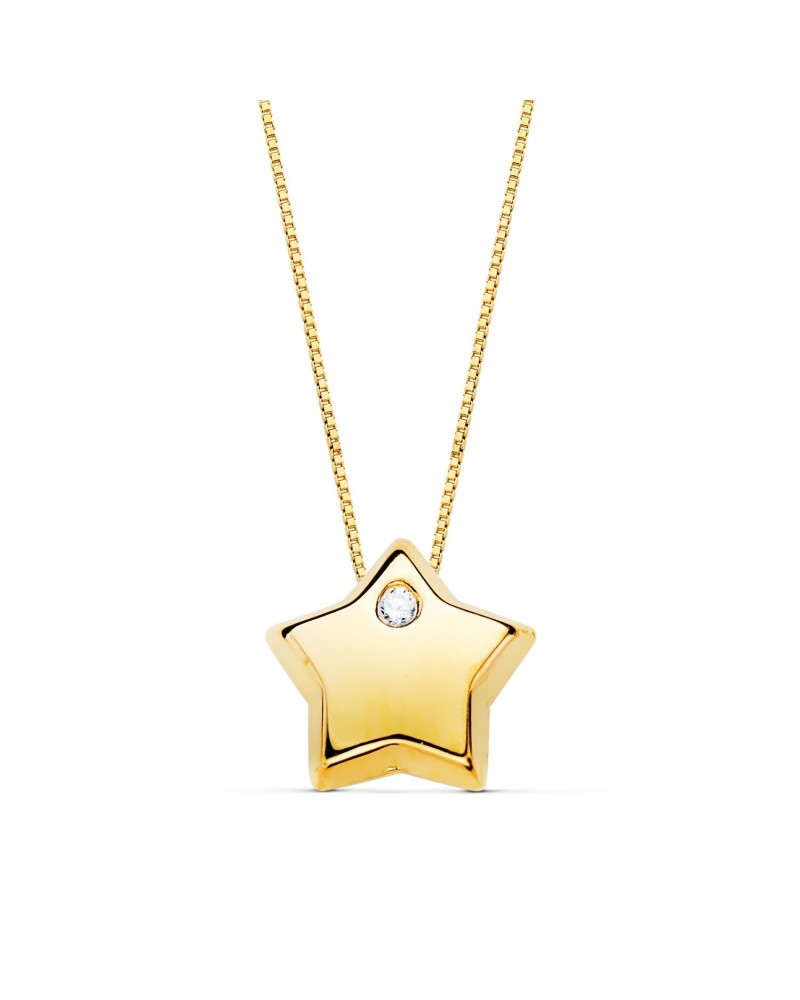 Collar oro 18k estrella circonita 42cm