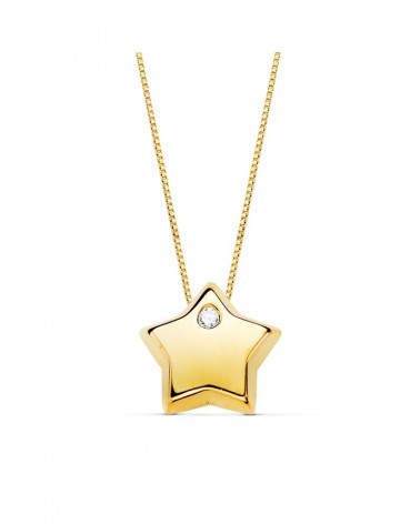 Collar oro 18k estrella circonita 42cm