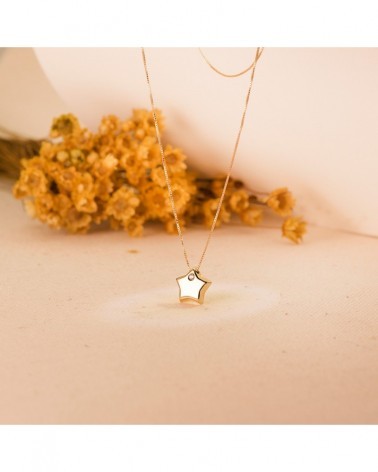 Collar oro 18k estrella circonita 42cm