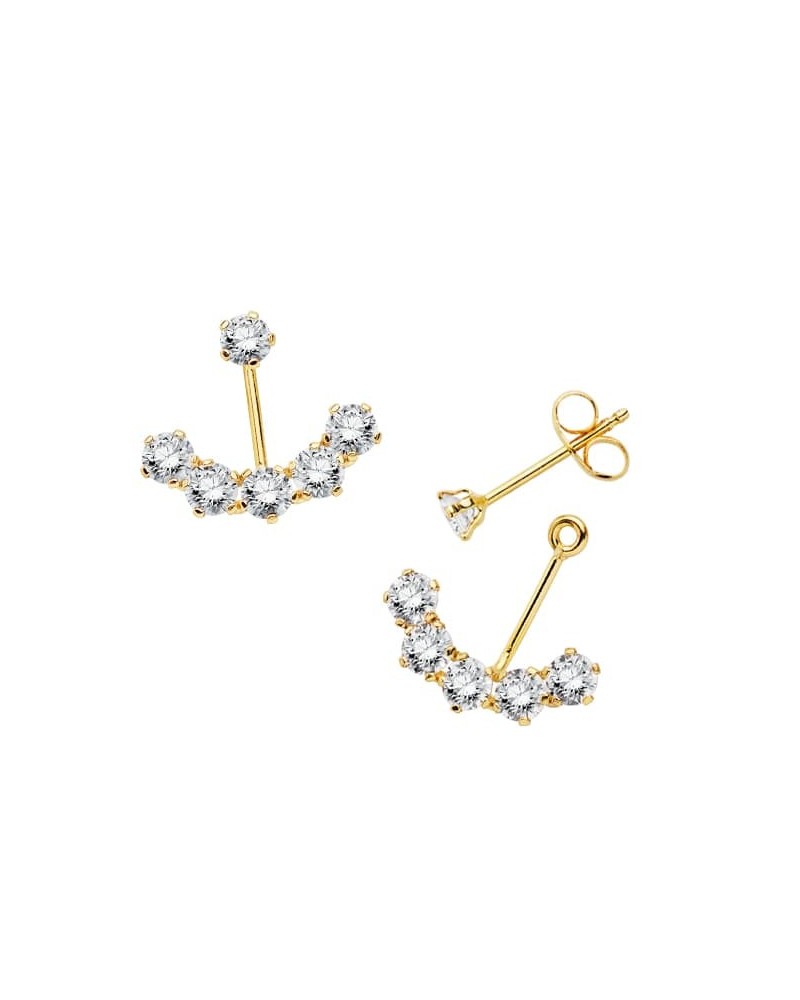 Ear Jacket oro 18k circonita cierre presión 14x12mm