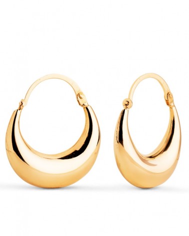 Aros oro 18k amarillo tipo morcilla huecos 24x21 mm