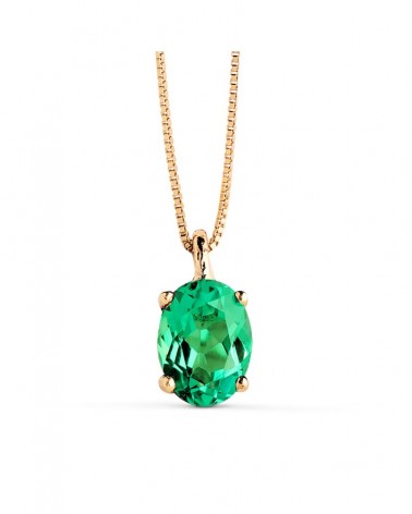 Collar oro 18k esmeralda ovalada 7x5 mm