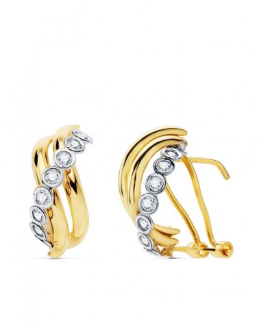 Pendientes oro 18k bicolor cierre omega 16x8 mm