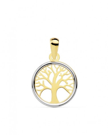 Colgante oro 18k bicolor árbol de la vida 12mm