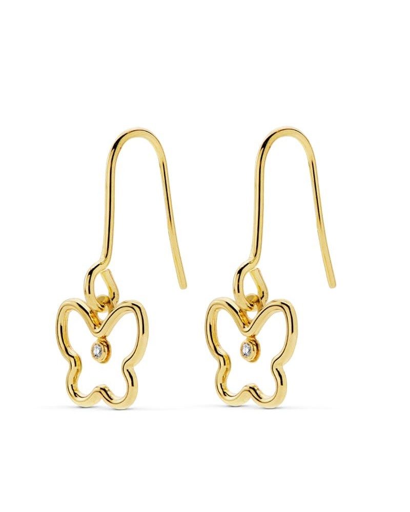 Pendientes oro 18k mariposa circonita 19x9 mm