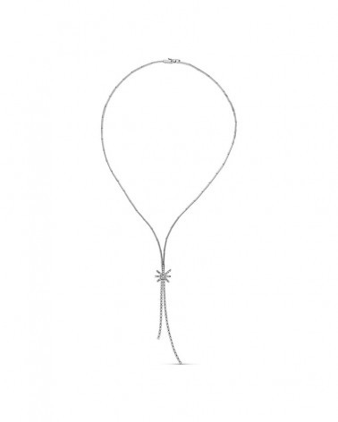 Gargantilla oro blanco 18k estrella circonitas colgante