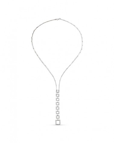 Gargantilla oro blanco 18k cuadrados circonita