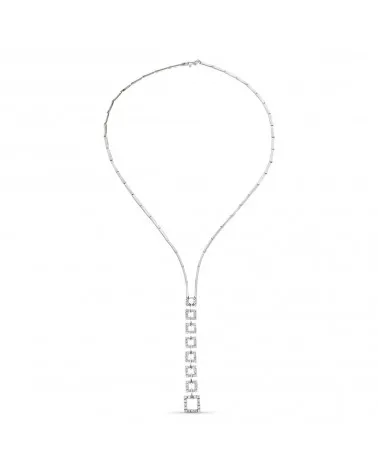 Gargantilla oro blanco 18k cuadrados circonita