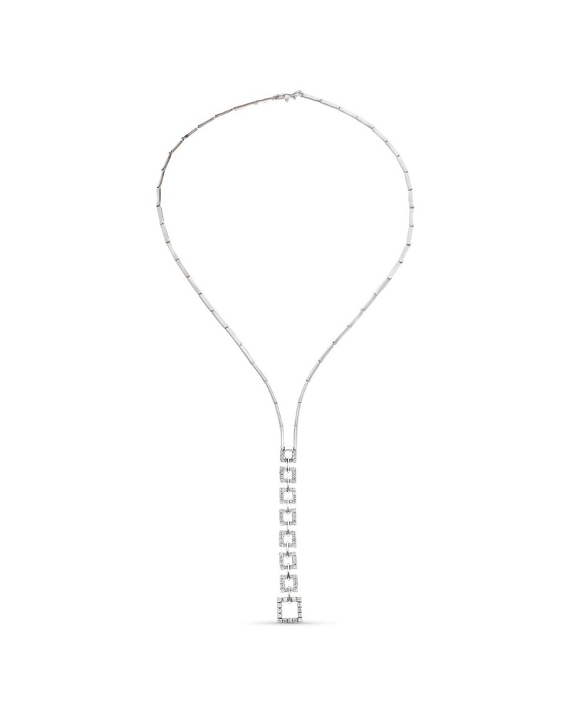 Gargantilla oro blanco 18k cuadrados circonita
