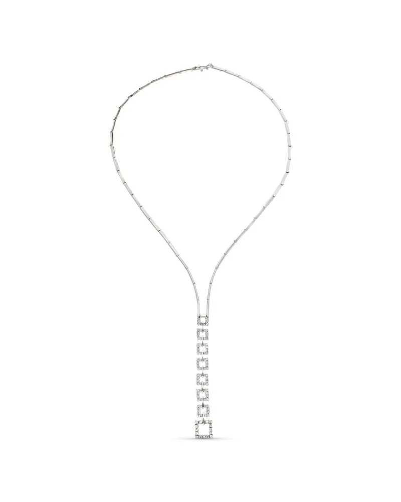 Gargantilla oro blanco 18k cuadrados circonita