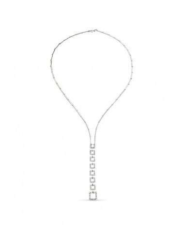 Gargantilla oro blanco 18k cuadrados circonita