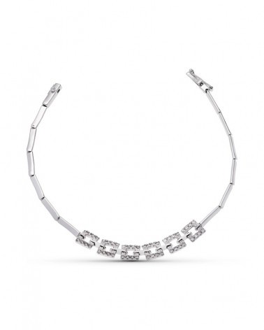 Pulsera oro blanco 18k cuadrados circonitas