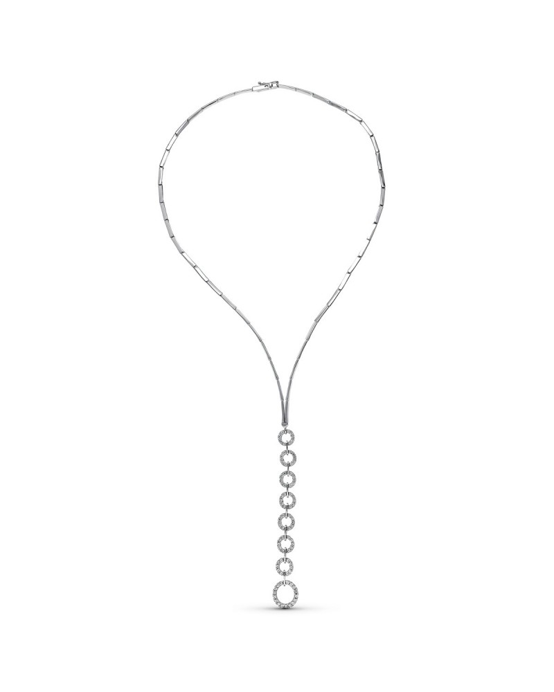 Gargantilla oro blanco 18k círculos circonitas