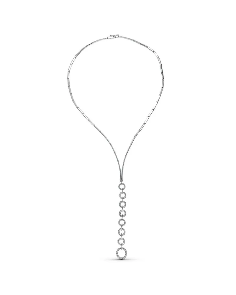 Gargantilla oro blanco 18k círculos circonitas