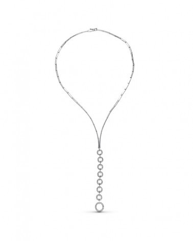 Gargantilla oro blanco 18k círculos circonitas