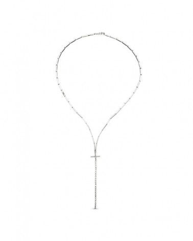 Gargantilla oro blanco 18k cruz circonitas