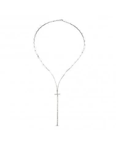 Gargantilla oro blanco 18k cruz circonitas