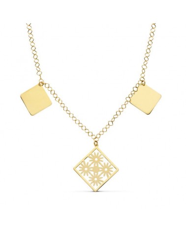 Collar oro 18k amarillo rombos calados 44cm