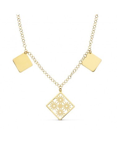 Collar oro 18k amarillo rombos calados 44cm