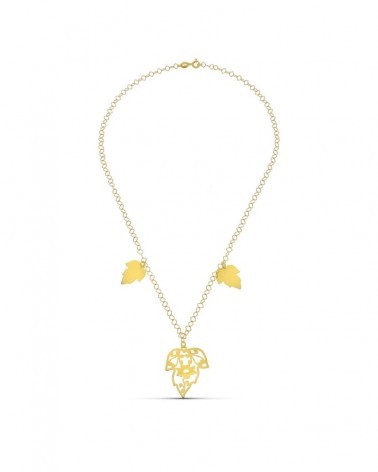 Gargantilla oro 18k amarillo hojas y seta calada